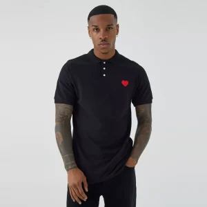 Slim Fit Heart Short Sleeve Pique Polo